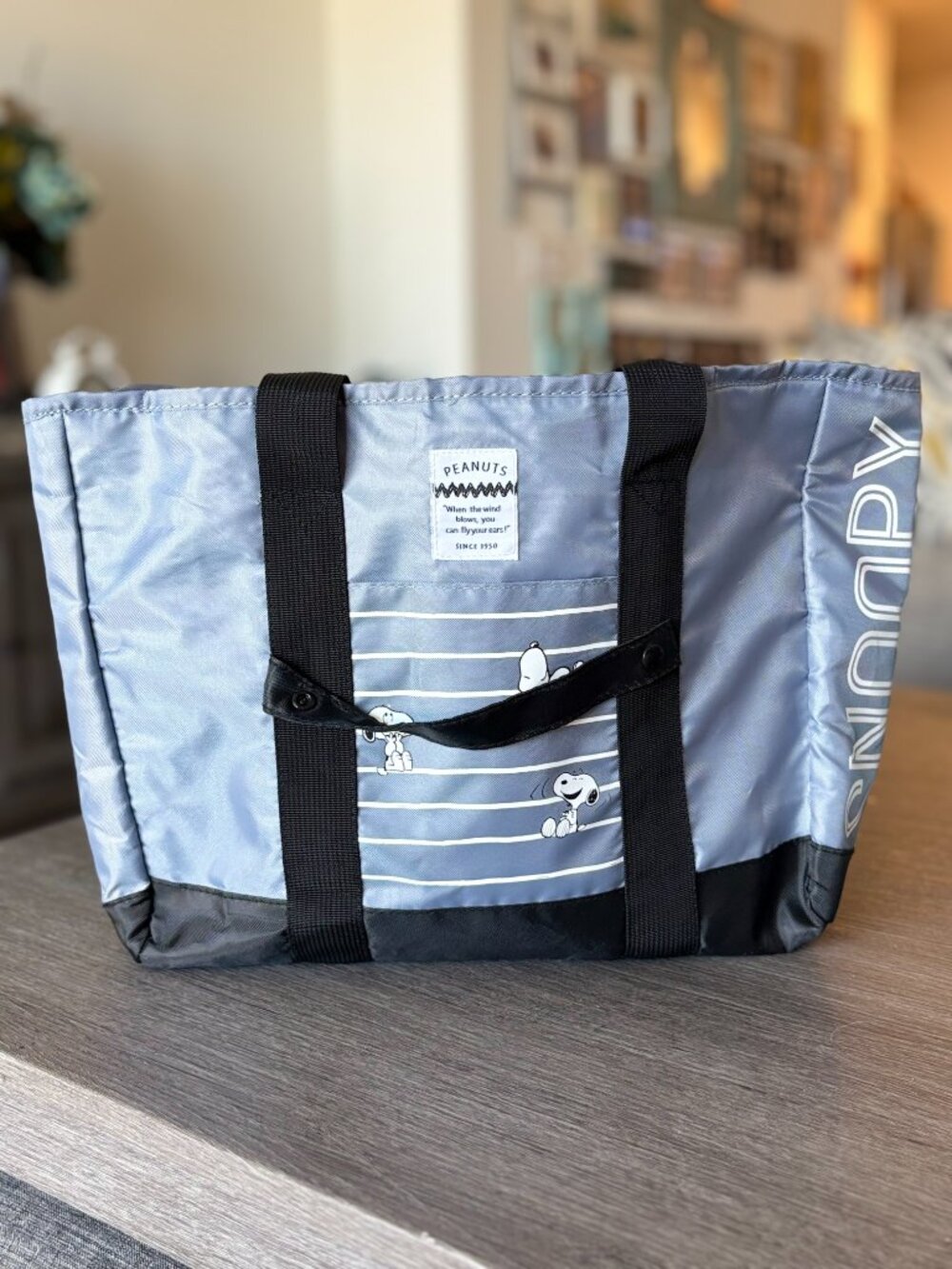 Peanuts Snoopy Puffer Tote Bag - Insulated Utility Travel Carryall